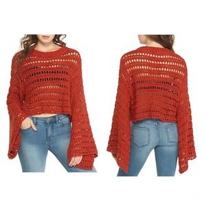 Free People Caught Up Crotchet Sweater Terracotta Size Small